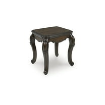 Signature Design by Ashley Maylee Traditional Style End Table - Dark Brown Finish with Cabriole Legs