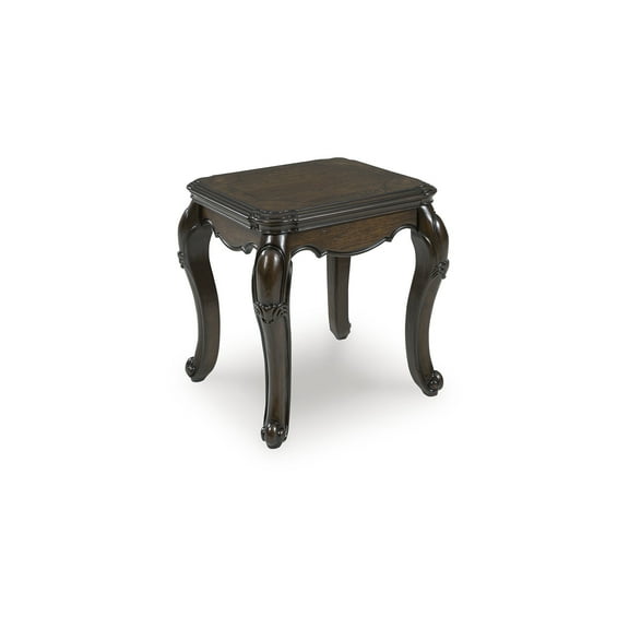 Signature Design by Ashley Maylee Traditional Style End Table - Dark Brown Finish with Cabriole Legs