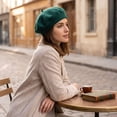 thumbnail image 3 of Joernso Women French Beret Hat, Solid Color Warm Artist Cap, Cozy Winter Hat, Parisian Retro Painter Hat for Street Cafe Dating Travel, 3 of 8