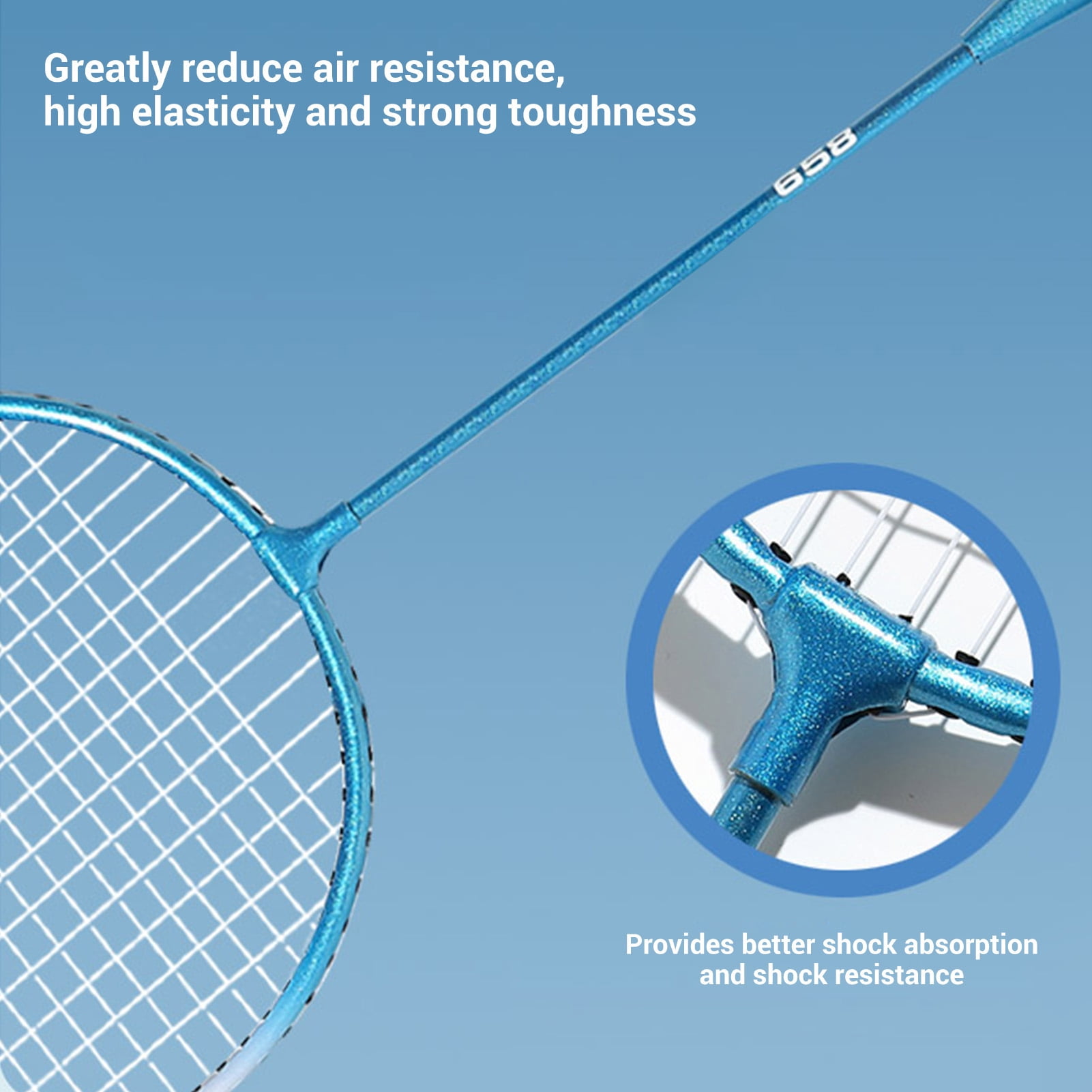 LAZIOEGR Starter Portable Badminton Set, Professional Iron Alloy Racquets with 3 Shuttlecocks & Bag, 2 Players, High Tension For Outdoor Beach Backyard Games - Blue (28.35 in / 72 cm)
