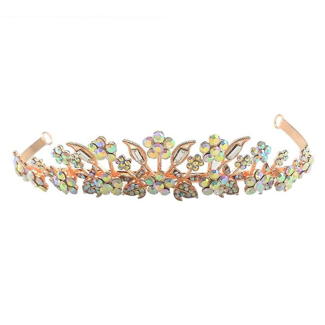 simhoa Rhinestone Crown Tiara is Sure to Make You Look Like a Real Elegant Princess Rose Golden