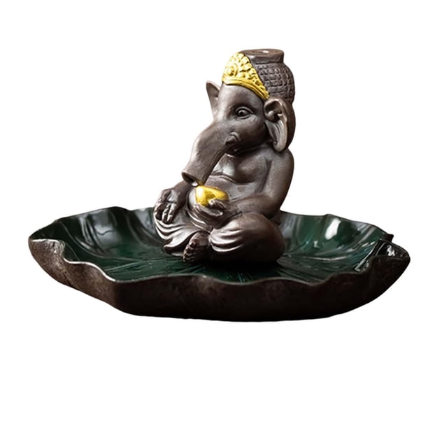 Quemador de incienso de reflujo creativo, escultura hecha a mano, quemador de incienso de cascada, adorno de incensario para escritorio, decoración de Elefante