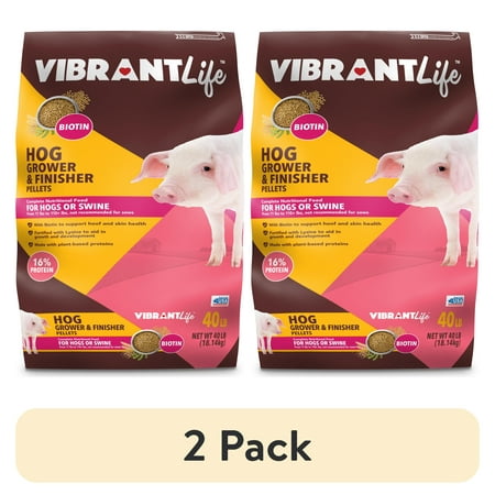 (2 pack) Vibrant Life Hog Grower & Finisher Pellet Feed, 40 lbs