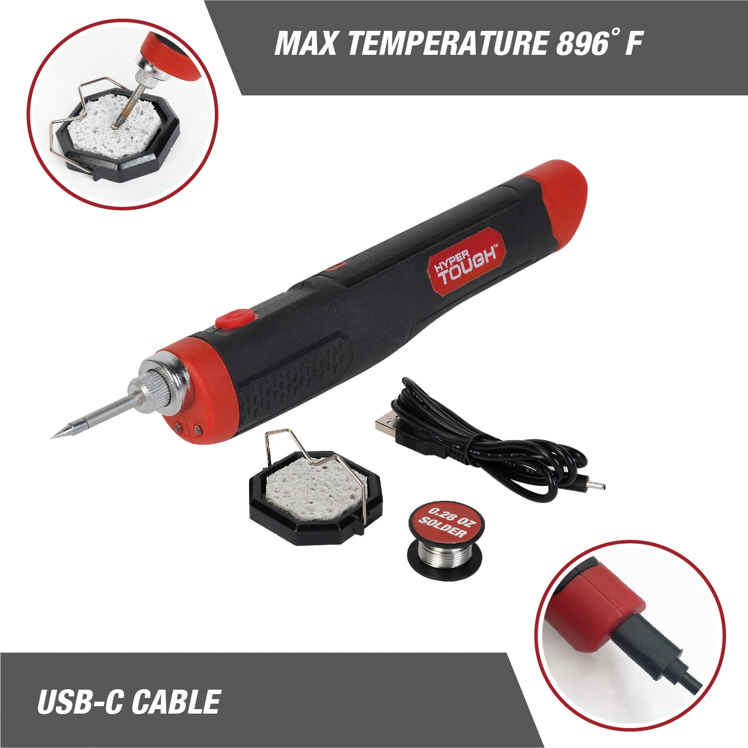 Hyper Tough Cordless Rechargeable Soldering Iron Kit in Click Fit Case