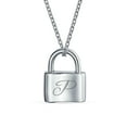 thumbnail image 1 of Personalized Script Initial Alphabet Letter P Plain Simple Couples Sentimental Functional Lock Pendant Charm Lovers Padlock Necklace for Women Teens .925 Sterling Silver Chain 16 Inch Custom Engraved, 1 of 4