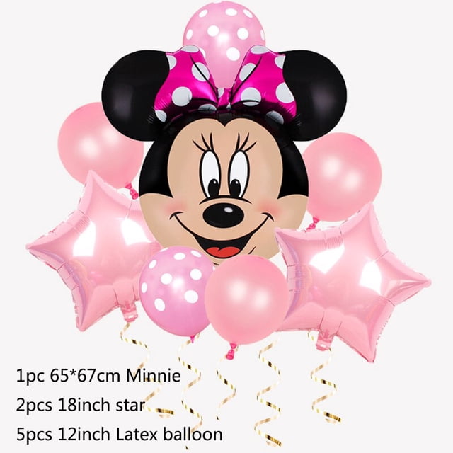 1set Disney Minnie Balloons Mickey Mouse Birthday Party Decorations Baby Shower Decor Kids Toy Balloon Helium Globos Supplies Gao Jinjia LED