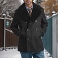 thumbnail image 3 of BAETEUY Men Woolen Coat Lapel Double-Breasted Jacket Winter, 3 of 8