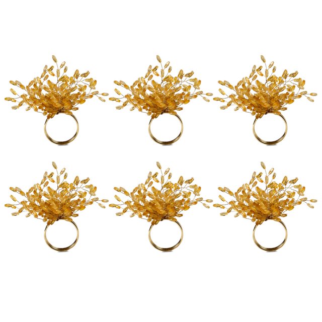 Set de 6 Servilleteros DII Estrella Dorada con Cuentas 10 cm