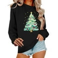 thumbnail image 2 of HOMBOM Womens Sweatshirt Hoodless Pullover Crew Neck Graphic Black Fall Long Sleeve Christmas Tops for Women, 2 of 6