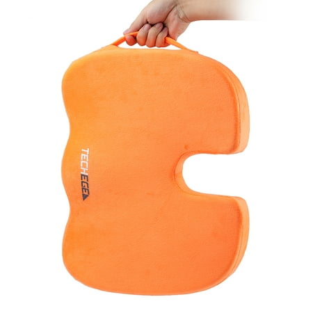 TECHEGE Orthopedic Seat Cushion by Comfort Memory Foam for Cooling Coccyx, Back Pain Care Pad, Pillow