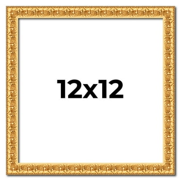 12x12 Frame Gold Real Wood Picture Frame Width 1 inches | Interior Frame Depth 0.5 inches | Edwina