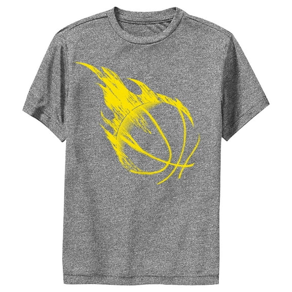 Boy's Lost Gods Fast Yellow Basketball Performance Graphic Tee Charcoal Heather Small
