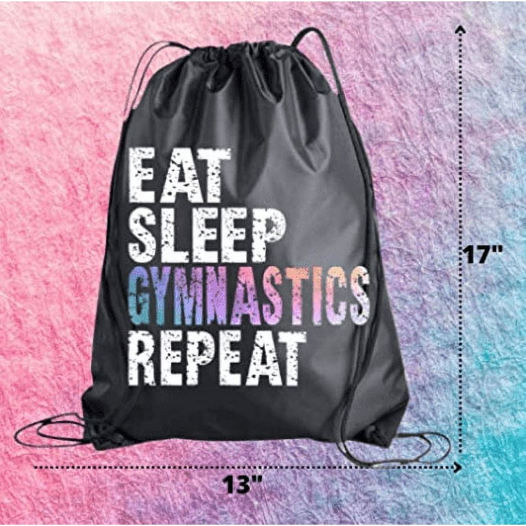 Gymnastics Drawstring Bag for Girls, Eat Sleep Gymnastics Repeat Backpack,  Gymnasts Gift, Teen Sport Pack Cinch Sack Tote Bag