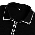 thumbnail image 7 of Fewfanhot Men's Ribbed Knit Collared Short Sleeve Top, Casual Button Placket Shirt with White Trim, Breathable Summer Tee Tops, S-2XL, 7 of 7