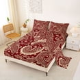 thumbnail image 2 of Homewish Vintage Boho Paisley Bed Sheets,Bohemian Exotic Style Full Size Sheets,Red,4pcs,1 Flat Sheet, 1 Fitted Sheet and 2 Pillowcases, 2 of 6