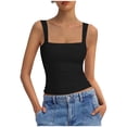 thumbnail image 2 of Vmvidoty Summer Women Tank Top Square Neck Sleeveless Basic Tight T Shirts Black L, 2 of 5