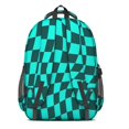 thumbnail image 3 of Blue and Black Wavy Checkered Pattern Backpack for School, Cute School Bag with Adjustable Shoulder Straps and Padded Back, 16.9"x12.6"x5.9", 3 of 5