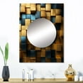 thumbnail image 1 of Designart "Abstract Geometric Grunge Gold Cubes II" Abstract Geometric Mirror Wall Decor - Modern Gold Abstract Mirror Wall Art For Entryway - 32" x 24" Inch, 1 of 5
