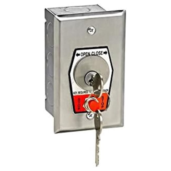 HBFS NEMA 1 Interior OPEN-CLOSE Key Switch with Stop Button in Single Gang Back Box Flush Mount