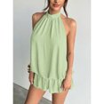 thumbnail image 6 of Women's Solid Color Casual Halter Mini Bubble Dress, Summer Dresses For Women, 6 of 10