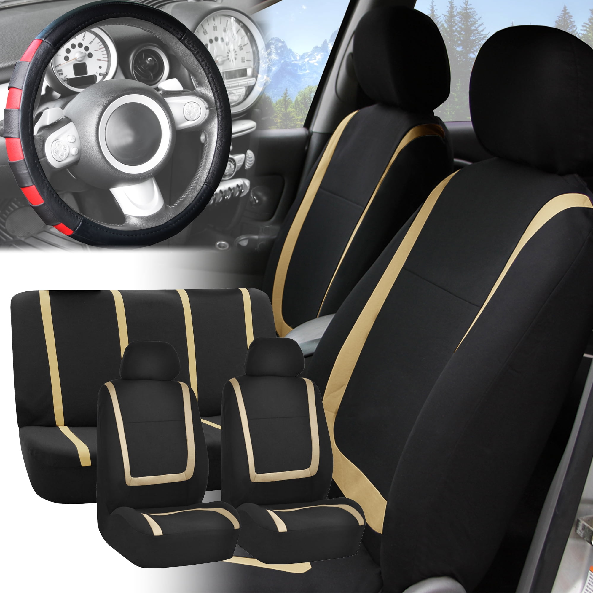 red and black seat covers walmart