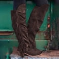thumbnail image 2 of NOKIO Women Mid Calf Boots Ladies Over The Knee Long Boots Fringe Western Cowboy Bootie Pointed Toe Heel Tassel Boots Autumn Winter Casual Shoes Women'S Knee High Suede Riding Boots, 2 of 5