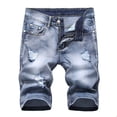 thumbnail image 5 of TAIAOJING Men's Shorts Jeans Summer Ripped Personality Retro High Stretch Denim Pants, 5 of 9
