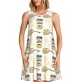 thumbnail image 1 of Vsdgher Robes d'Été Imprimé Arachide pour Femmes Robe de Plage Décontractée Col en U Sans Manches Robe d'Été Ample avec Poche, 1 of 7