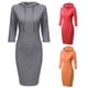 thumbnail image 4 of Vestido con Capucha YONGSHENG Gris Mujer Otoño Mangas 3/4 Midi Color Sólido Simple Bolsillo Canguro Slim Fit Hasta La Rodilla Talla XS, 4 of 5