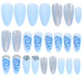 thumbnail image 1 of 24 Pcs Rose Design Press On Nails Artificial Nails Women Fake Nails Girl False Nails, 1 of 2