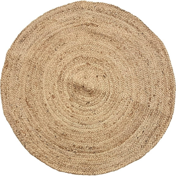 Nature4u Hand Braided Natural Jute Area Rug Rustic Vintage hand made Reversible Rug, Eco Friendly (3 Feet Round)
