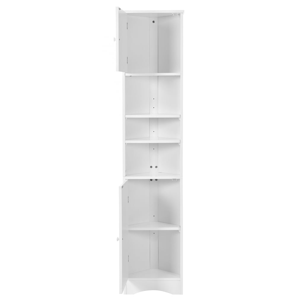 Kojooin Tall Corner Cabinet Shelves, Narrow Storage Unit With 2 Doors And Adjustable Shelves, Wooden Floor Cabinet, Bathroom, Living Room, Entryway Home Furniture