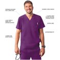 thumbnail image 3 of Adar Addition Scrubs for Men - Modern Multi Pocket V-Neck Scrub Top - A6010 - Eggplant - M, 3 of 8