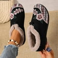 thumbnail image 3 of Women's Vintage Floral Embroidered Snow Boots Wide Width Fleece Lined Warm 2025 Winter Slip on Ankle Booties, 3 of 6