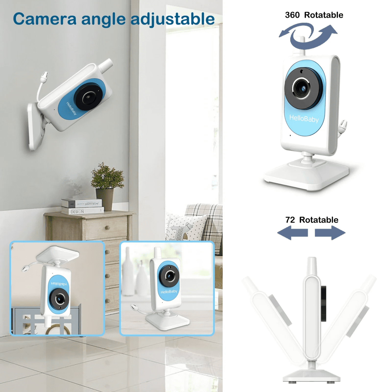 HelloBaby Baby Monitor- HB26 Video Baby Monitor with 2.4 inch Screen, Night Vision, Temperature Sensor, VOX Mode, One-Way Talk