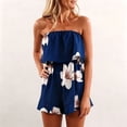 thumbnail image 2 of Chiffon Short Jumpsuits Womens Off Shoulder Floral Dressy Casual Pleated Romper Shorts Summer Beach Boho Outfits with Flowy Hem, 2 of 10