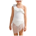 thumbnail image 4 of UngA Girls One Piece Swimsuit One Shoulder Ruffle Bathing Suit for Girls Swimwear (White,13-14 Years), 4 of 9