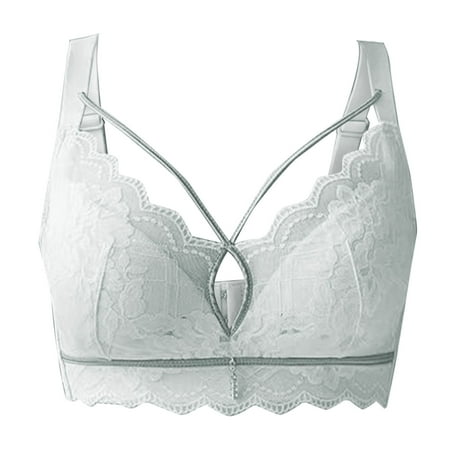Siilsaa Bras for Women Wireless Minimizer Bras for Women Full Coverage  Unlined Lace Sexy Plus Size Underwire Bra for Large Green 40/90