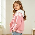 thumbnail image 6 of UDAUDU Kids Girls Boys Varsity Hoodie Jackets Baseball Jacket Button Down Lightweight Bomber Fall Winter Coat School Outwear with Pocket Hot Pink 1-2 Years, 6 of 6