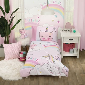 Everyday Kids 4-Piece Unicorn Dreams Toddler Bedding Set Soft