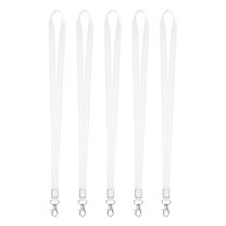 Uxcell 5-Pack Lanyards for ID Badges, White 0.59 in Wide Keychain Flat Neck Lanyard Strap with Swivel Hook Clip ID Holder Folder