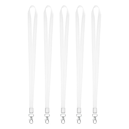 Uxcell 5-Pack Lanyards for ID Badges, White 0.59 in Wide Keychain Flat Neck Lanyard Strap with Swivel Hook Clip ID Holder Folder