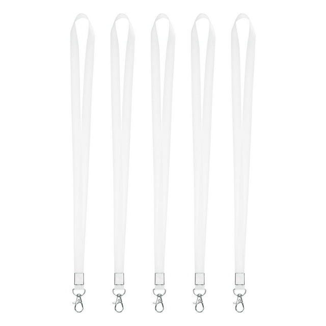 Uxcell 5-Pack Cordones para Identificaciones, Blanco 0.59 in de Ancho, Correa de Lanyard Plana para Llaves con Clip de Gancho Giratorio