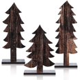 thumbnail image 1 of Árbol de mesa para decoración navideña, estilo Meooeck, madera rústica, 3 unidades, 1 of 7