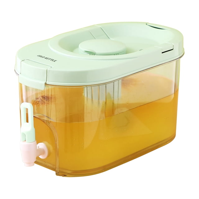 TIMIFIS Cold Kettle 4L Large Capacity Plastic Beverage Dispenser, Drink Dispenser with Tap Ice Lemonade Juice Container with Lid, Fruit Teapot Lemonade Milk Bucket Drink Container Kitchen & Dining