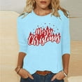 thumbnail image 2 of Pisexur Joyeux Noël T-Shirts pour Femmes Col Rond Manches 3/4 Mode Vacances Tee Tops Mode Ample Automne, 2 of 4