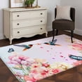 thumbnail image 4 of Pink Flower Area Rugs Collection 2.7'x5', Spring Floral Elegant Butterflies Birds Farmhouse Non Slip Indoor Rectangle Throw Runner Rug Floor Mat Carpet for Living Room Dining Table Bedroom Nursery, 4 of 9
