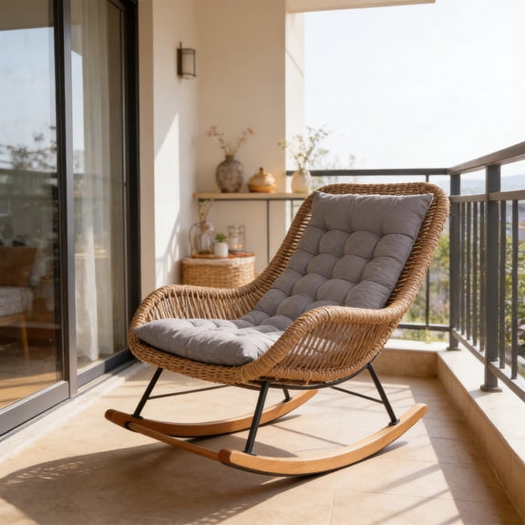 Sun Lounger Chair Cushions, Sundlight Patio Cushions Chaise Outdoor Mattress Recliner Quilted Thick Padded Seat Cushion Reclining Chair Rocking with Ties