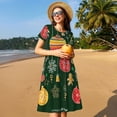 thumbnail image 4 of Fotbe Christmas Vestido Largo de Moda para Mujer, Vestido Tipo Camiseta con Manga Corta y Estilo Casual a Rayas y Bloques de Color, 4 of 6