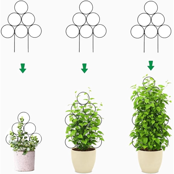Stackable Metal Plant Trellis for Climbing Plants, Indoor Outdoor Small Garden Trellis for Potted Plants, Multi-Height Vine Plant Climbing Support for Ivy, Flowers and Potted Vines
